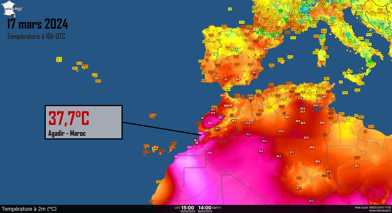 temperature agadir 17 mars 2024
